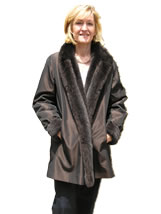 Sheared Mink Reversible Cashmere Black Cape with Mink Trim